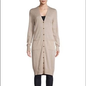 Lord and Taylor black button up merino sweater dress